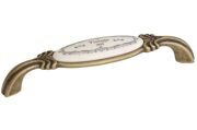Ручка-скоба 128мм, бронза античная "Флоренция" + керамика